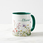 Mug Nom de script personnalisé fleur sauvage (Devant droit)