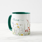 Mug Nom de script personnalisé fleur sauvage (Devant gauche)