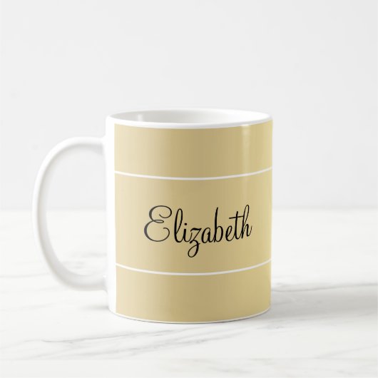 Mug Nom de script personnalisé Modèle Elegant Gold Loo (Gauche)