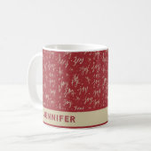 Mug Nom de script rouge de Noël personnalisé (Devant gauche)