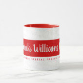 Mug nom de style de police manuscrit rouge (Centre)