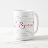 Mug nom de style de police manuscrit sur personnalisat (Devant droit)