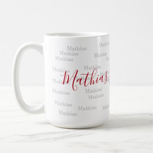 Mug nom de style de police manuscrit sur personnalisat (Gauche)