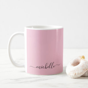 Mug Nom de texte de script personnalisé couleur rose b