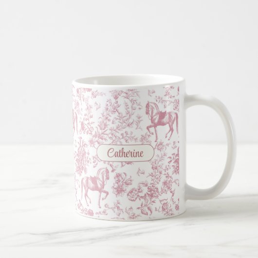 Mug Nom de toile florale équestrienne rose élégant (Droite)