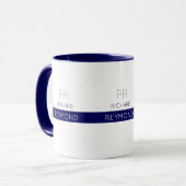 Mug nom de typographie masculin élégant sur bleu (Devant gauche)