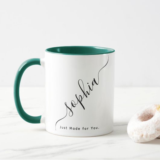 Mug Nom de typographie personnalisée Café (Avec donut)