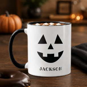 Mug Nom de visage classique de citrouille d'Halloween