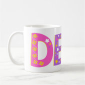 Mug Nom décoratif Demi fleurs et étoile rose jaune (Gauche)