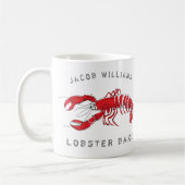 Mug Nom décoré d'un monogramme de homard rouge côtier (Gauche)