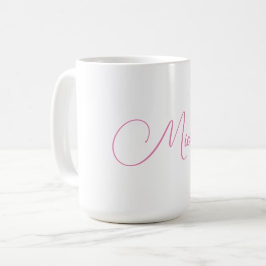 Mug Nom d'écriture moderne professionnel rose blanc (Devant gauche)