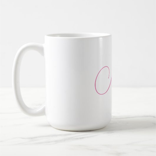 Mug Nom d'écriture moderne professionnel rose blanc (Gauche)