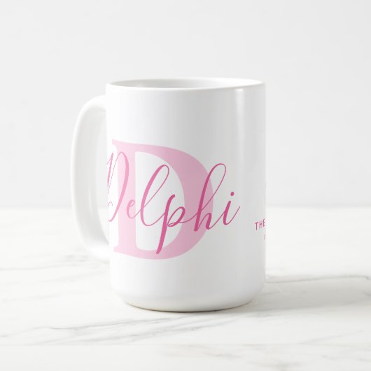 Mug Nom Delphi signification et monogramme de texte ro (Devant gauche)