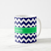 Mug Nom d'émeraude bleu marine Chevron blanc (Devant droit)