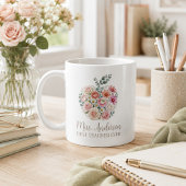 Mug Nom d'enseignant personnalisé Floral Apple