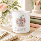 Mug Nom d'enseignant personnalisé Floral Apple