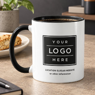 Mug Nom d'entreprise noire personnalisée et combinaiso