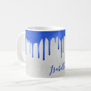 Mug Nom des gouttes bleues d'argent