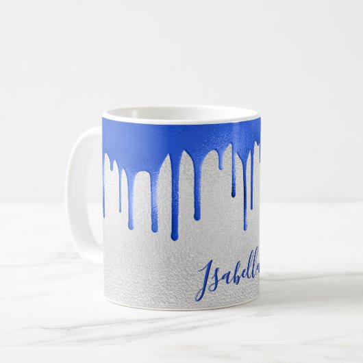 Mug Nom des gouttes bleues d'argent (Devant gauche)