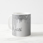 Mug Nom des gouttes de Parties scintillant d'argent Mo (Devant gauche)