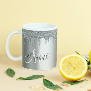 Mug Nom des gouttes de Parties scintillant d'argent Mo