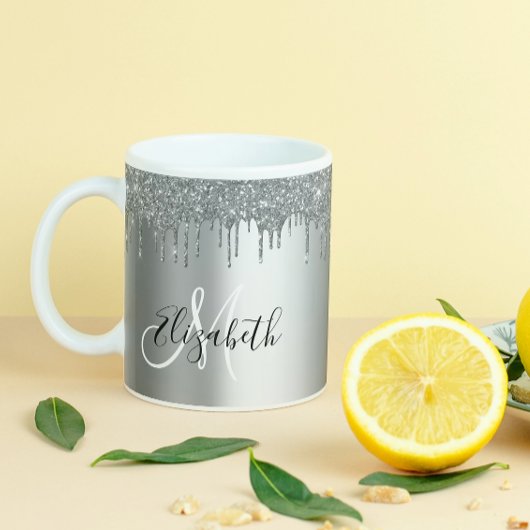 Mug Nom des gouttes de Parties scintillant d'argent Mo