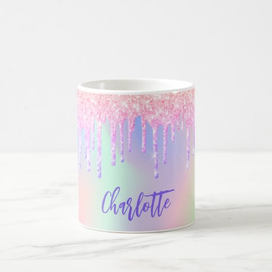 Mug Nom des gouttes violet rose holographique (Centre)