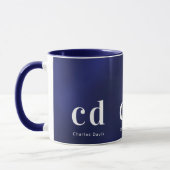 Mug Nom des initiales du monogramme blanc bleu marine (Gauche)
