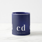 Mug Nom des initiales du monogramme blanc bleu marine (Centre)