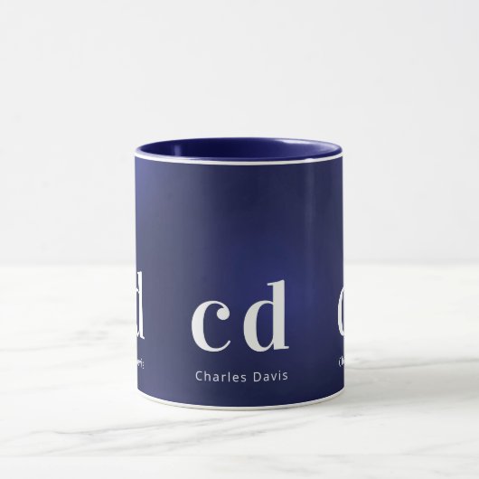 Mug Nom des initiales du monogramme blanc bleu marine (Centre)