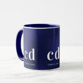 Mug Nom des initiales du monogramme blanc bleu marine (Devant gauche)