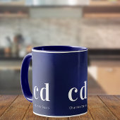 Mug Nom des initiales du monogramme blanc bleu marine