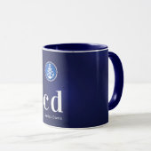 Mug Nom des initiales du monogramme nautique bleu mari (Devant droit)