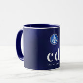 Mug Nom des initiales du monogramme nautique bleu mari (Devant gauche)