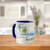 Mug Nom des palmiers de la plage tropicale bleue