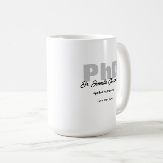 Mug Nom Diplômé Keepsaké PhD (Devant droit)