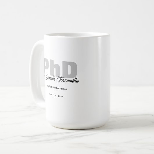 Mug Nom Diplômé Keepsaké PhD (Devant gauche)
