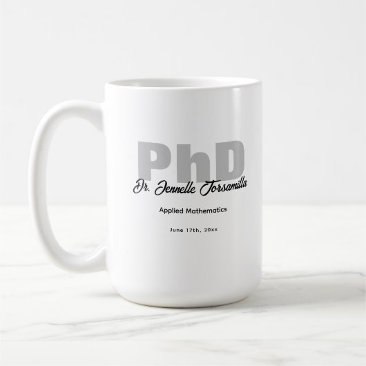 Mug Nom Diplômé Keepsaké PhD (Gauche)