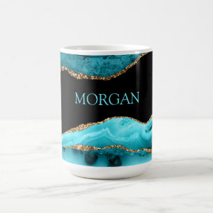 Mug Nom do-it-yourself, Noir, Or et Turquoise