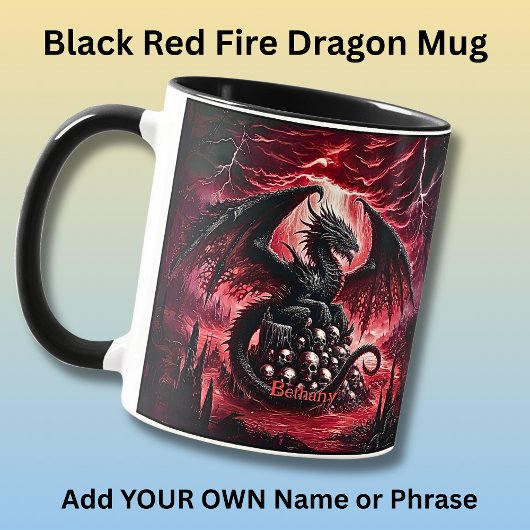 Mug Nom, Dragon de Feu Fantastique avec Crânes