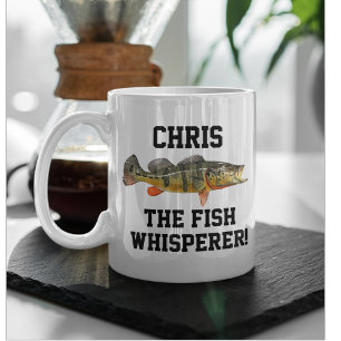 Mug Nom drôle Peacock Basse Poisson Whisperer Pêche