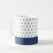 Mug Nom du bateau Ancre nautique Bleu côtier (Devant gauche)