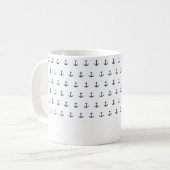 Mug Nom du bateau Ancre nautique Bleu côtier (Devant gauche)