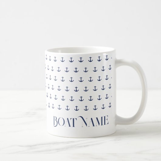 Mug Nom du bateau Ancre nautique Bleu côtier (Droite)