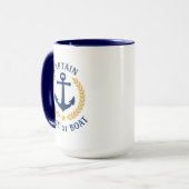 Mug Nom du bateau capitaine Ancre Gold Style Laurel La (Devant gauche)