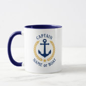 Mug Nom du bateau capitaine Ancre Gold Style Laurel Ma (Gauche)