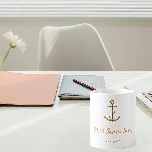 Mug Nom du bateau de yacht d'ancrage en or blanc