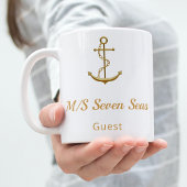 Mug Nom du bateau de yacht d'ancrage en or blanc