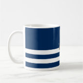 Mug Nom du bateau, fleurs d'ancre bleu marine rayé (Gauche)