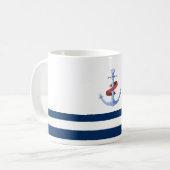 Mug Nom du bateau nautique, Ancre Bleue Marine Bleu ra (Devant gauche)